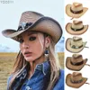 Cappelli a tesa larga Bucket Str Cappello da cowboy western jazz con decoro a forma di toro Cappellini Panama primaverili Cappellino per protezione solare da donna da viaggio per uomo all'ingrosso 240319