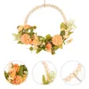 Decorative Flowers House Plants Faux Wood Bead Garland Vintage Door Sign Wooden Wall Hanging Peony Wreath Ornament Floral White Prop