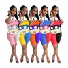 Survêtements pour femmes dames multicolore dessin animé à manches courtes col rond T-shirt ample même Short été maison loisirs vitalité costume