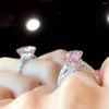 Anelli a grappolo Anello di fidanzamento in argento sterling S925 ovale di lusso da 4 ct con zirconi rosa per le donne Regalo di gioielli per feste nuziali
