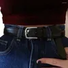 Belts Fashion Female Antique Black Belt Metal Buckle Jeans Woman Faux Leather F0S4