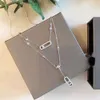 Doppelschleifen-Halskette für Damen, Designer-Diamant, Sterlingsilber, höchste Gegenqualität, klassischer Stil, verblasst nicht, Geschenk für Freundin, mit Box 016