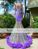 Sparkly Purple Mermaid Prom Dress With Feather 2k22 Pop Girls Birthday Party Gowns Gala Meet Graduation Wear for Evening1937534