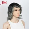 Synthetic Wigs Human Chignons Sleek Grey Short Bob Human Hair Wig Colore 51# Brazilian Remy Hair Ombre Purple Silver Wavy Nature Wig With Bangs Pixie Part Wig 240329