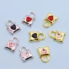 Charms 10pcs20 14mm Exquisite Micro-embedded Heart-shaped Lock Crystal Metal Pendant Diy Clothing Bag Necklace Jewelry Accessories