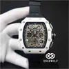豪華なメンズメカニックウォッチリチャ腕時計バレルウォッチミルR RM11-03シリーズ7750自動タイミングホワイト陶器ブラックテープメンズウォッチ