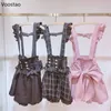 Japansk gotisk lolita band båge diamant pärla spänne borttagbar kort suspender kjol flickor söta söta spetsar a-line mini kjolar 240319