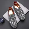 Chaussures Fashion Designer Sequin Men's Mand's Brand Wedding De mariage Chaussures en cuir pour hommes Slip on Business Formal Dress Chaussures Zapatos Hombre