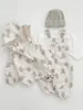 生まれた衣装秋の女の子幼児漫画ウサーンラビットオーバーソウボーイベイビーファッションかわいいベアプリント防水サスペンダージャンプスーツ240307