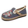 Casual Shoes Loafers Cotton National Style Collage Spring Flat Canvas Lazy Flats för Womens Moccasins Kvinna