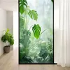 Pegatinas de ventana Sin pegamento Estático Cling Película de privacidad Patrón de planta verde Tinte para el hogar