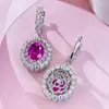 Boucles d'oreilles pendantes en argent sterling 925, 8, 10 mm, ovales, saphir de laboratoire, diamant à haute teneur en carbone, pierres précieuses, goutte scintillante, bijoux pour femmes