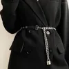 벨트 틴트 여성 벨트 벨트 정장 복장 셔츠 슬림 허리 디자인 감각 메탈 체인 검은 색 2024 패션 여자