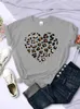 Camiseta para mujer Simple Broken Leopard Heart Camiseta para mujer Camisetas de moda casual Camiseta de moda suave Ropa Harajuku Camiseta cómoda para mujer L2403