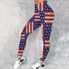 Leggings femininas Mulheres Casual Quatro de Julho Independência Calças de Yoga para Ajuste Solto Ideologia Média Banda Esfoliante