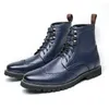 غير العلامة التجارية أحدث المصممين الحجم HBP 38-48 اللون الأزرق الدانتيل المتين حتى المناسبات الرسمية للاستعمال الرجال أحذية الكاحل الجلدية