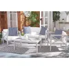 Camp Furniture Outdoor-Sofa-Set, 4-teilig, Terrasse (inkl. Kissen), grau/beige, feine Streifen, geeignet für Gartensofas auf Terrassen und Rasen