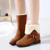 HBP Non-Brand Fashion Two Wearing Mid length Boots Loose Toe Cap Comfortable Walking Shoes Winter New Plush Warm Snow Boots Chunky Shoes