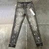 Lila Designer-Jeans im Biker-Stil, schmale Passform, Motorrad-Biker-Denim für Männer, die alte Hip-Hop-Jeans für Frauen, Straßenmode, schwarze Hosen für Männer, lila Jeans