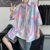 Men's Casual Shirts Tie-dye Men Loose Youthful Vitality Contrast Color Cozy Korean Style Minimalist Stylish Hip Hop Aesthetic Teens Clothing
