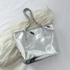 Сумка через плечо из искусственной кожи, простая золотистая, серебряная сумка большой емкости для хранения сумок