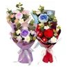 Fleurs décoratives tricotées, ornement de Bouquet de fleurs, tricot pour anniversaire, femme, petite amie
