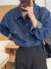 Kadınlar bluzlar rahat şık kot gömlekleri jean cepleri Kore tarzı minimalist sonbahar kış bayan üstleri