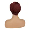 Peruki Suq Syntetyczne krótkie pixie Pixie Peruki włosy afroamerykańska burgundowa peruka odporna na ciepło włosy dla czarnych kobiet fryzury żeńskie