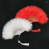 Dekorativa figurer Feather Hand Fan Dance Stage Props Handgjorda spanska spetsar Tassel Pendant Multicolor Luxurious Custom Wedding Party Home