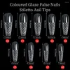 أظافر كاذبة 120pcs شفافة مزججة مزيفة الصحافة على غطاء كامل T almond Square French 3D Critave-Convex Nail Tips