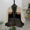 Zhezhe Luxury Quality Winter Warm Womens Faux Fur Patchwork Velvet Jacket Vintageユニークな長袖ディープVネックコート