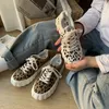 Sapatos casuais leopardo impressão lona para mulheres estudante de sola grossa tênis feminino baixo-top antiderrapante retro