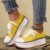 Scarpe casual Giallo Rosa Blu Scarpe da ginnastica in tela da donna Scarpe stringate piatte Zapatillas Mujer Chaussure Femme 42