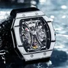 Wristwatches AESOP Hollow Skeleton Super Tourbillon Men's Watches Wine Barrel Fashion Hardlex Glass Luminous Mechanical 41/50mm