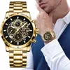 Lige Fashion Mens Watches Top Brand Luxury Gold Quartz Men for Men Casual Waterproof Sport Chrontograph Montre Homme 240311