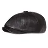 Berets Unisex Men's Women's Casual Faux PU Leather Ivy Sboy Cabbie Gatsby Driving Work Painter Octagonal Hat Cap For Men Outerwear