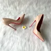 مضخات Heelgoo عارية Red Clash Women Pointy Toe High Heel Shoes Ol Basic Slip على مضخات الخنشة لثوب حفل زفاف الحفلات 12 سم 10 سم 8 سم