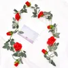 Dekorativa blommor Blomma Vine Decor Hanging With Hooks Elegant Artificial Eucalyptus Rose Garland For Home Garden Realistic Indoor