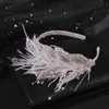 Diademi da sposa ornamenti per capelli copricapo da sposa popolare perla piuma cerchio per capelli donna corona di cristallo accessori per abiti Y240319