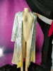 Stage Wear Women Sparkly Sequins Coat Female Singer DJ Show Silver Jacket Cloak Open Stitch Performance Costume