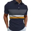 Дизайнерская мужская рубашка-поло с короткими рукавами и цифровым принтом с короткими рукавами и полосатым верхом {категория}