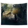 Halloween Tapestry Castle of the Night Cemetery Tapestry Hippie Tapestry Wall Hanging For Bedroom Dorm Living Room Home Decor 240304