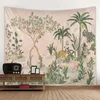 Gobeliny tropikalne sztuka deszczowa gobelin retro roślina domowa ściana wisząca koc hipis bohemian salon dekoracja sypialni