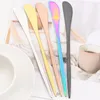 Ensembles de vaisselle 6pcs couteau à beurre coloré couverts en acier inoxydable pizza fromage couteaux à dessert crème petit déjeuner pain grillé outils de cuisine