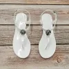 Sandálias mulheres sandálias de verão moda shinestone praia sapatos planos com transparente jelly jelly sandália branca mulher preta tamanho grande 41 42