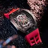 Richa Luxury Watches mens Mechanics Wristwatch Swiss Authentic Men's Automatic Square Mechanical Hollow Mill Brand Trendy Spider UBJU