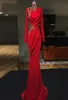 PartyGown Красные вечерние платья русалки с высоким воротником и длинными рукавами Длинное вечернее платье со шлейфом и шлейфом Вечерние платья robedesoiree2207527
