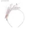 Diademi da sposa ornamenti per capelli copricapo da sposa popolare perla piuma cerchio per capelli donna corona di cristallo accessori per abiti Y240319