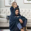 Felpa con cappuccio invernale da donna per uomo e donna, calda e confortevole, coperta di flanella con maniche, maglioni oversize, lana addensata, TV gigante