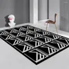 Tapis noir et blanc géométrique salon 3D tapis couloir tapis de sol anti-dérapant maison chambre tapis DT50